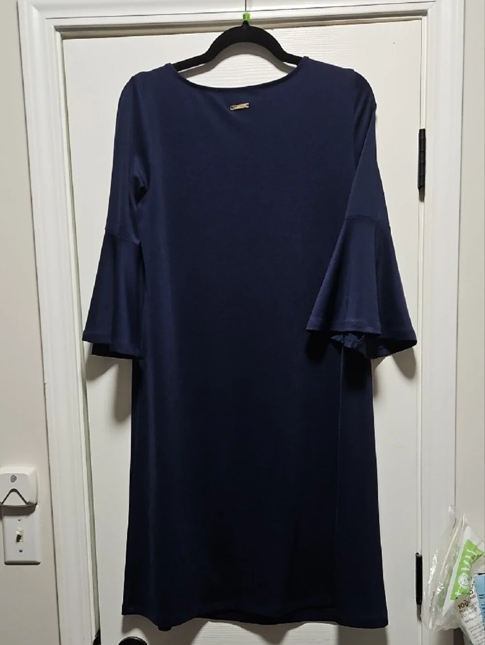 Kasper Dark Navy Bell Sleeve Shift Dress